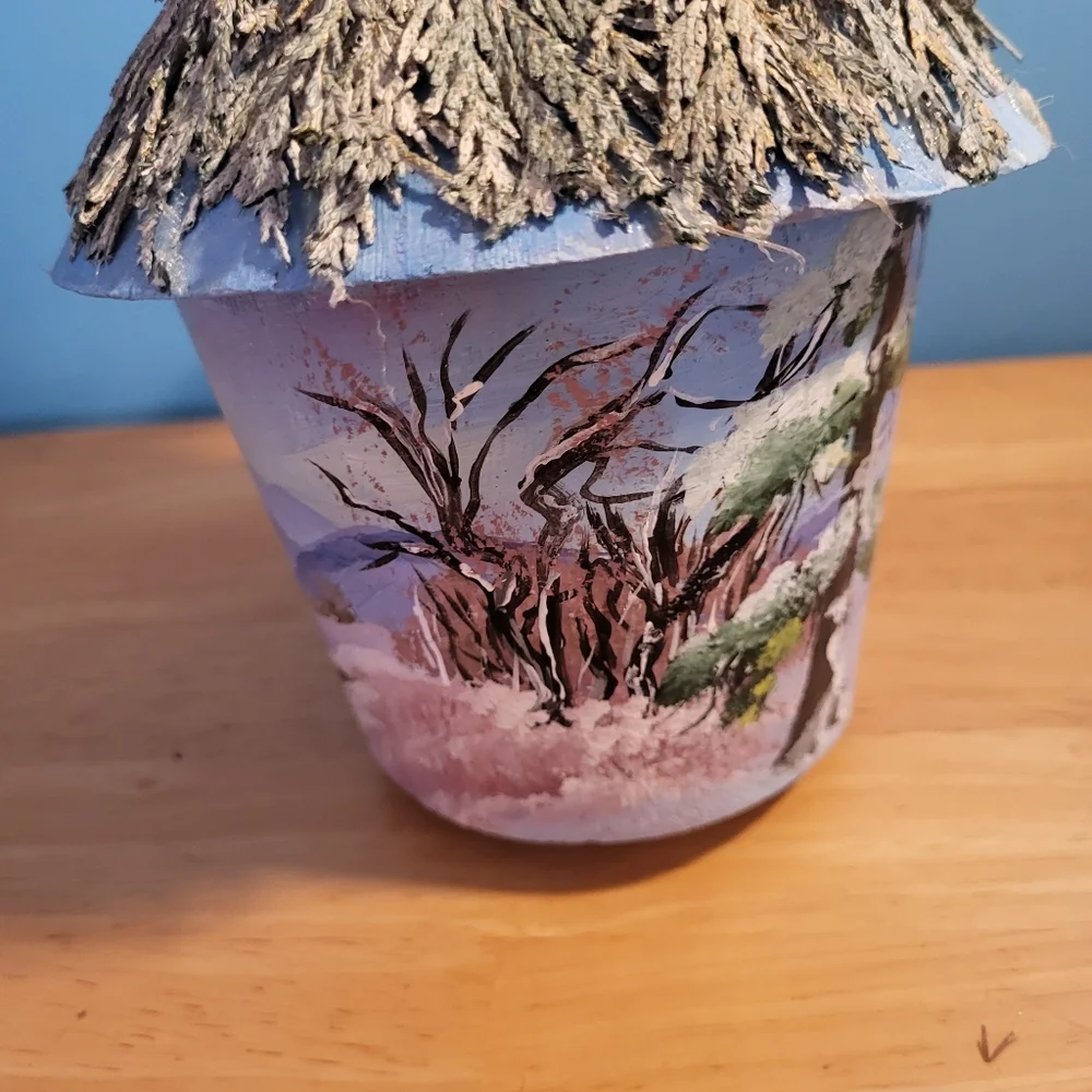 Cardinal painted Bird house decor
